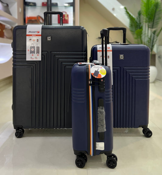 AIRPORT série de 3 valises originales ( CABINE bleu + M noir + XL noir )