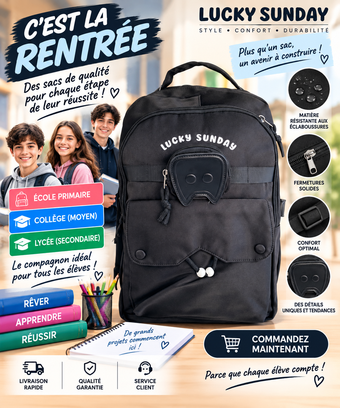Sac à dos PRIM MOY LYCÉ 2457 noir