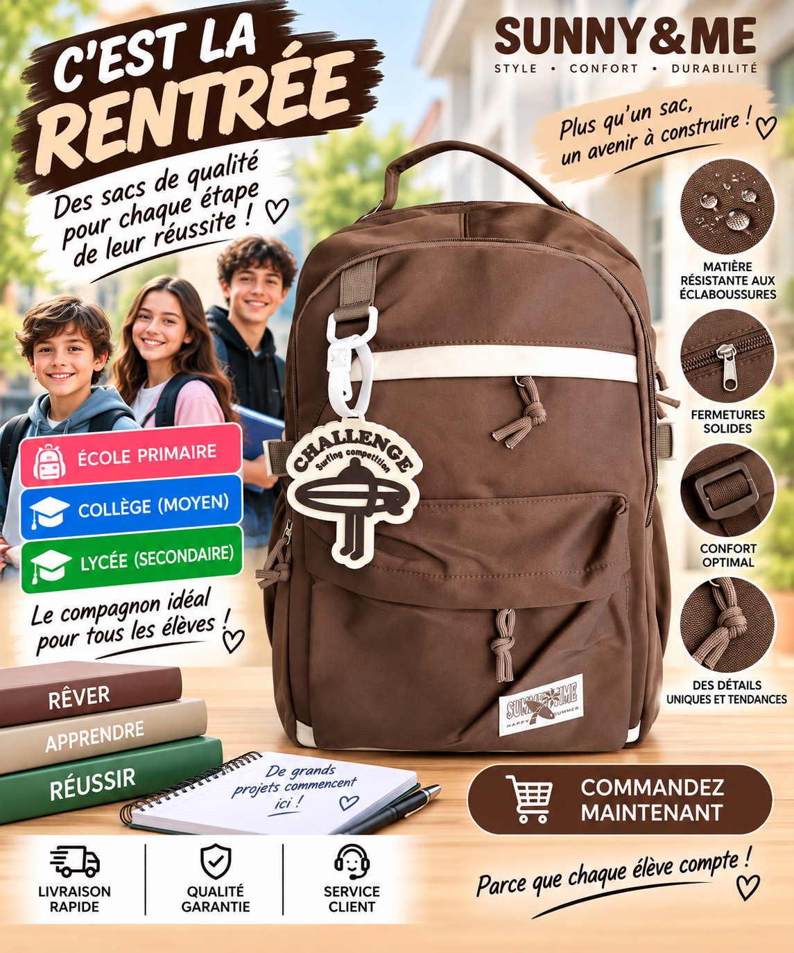 Sac à dos PRIM MOY LYCÉ 2458 marron