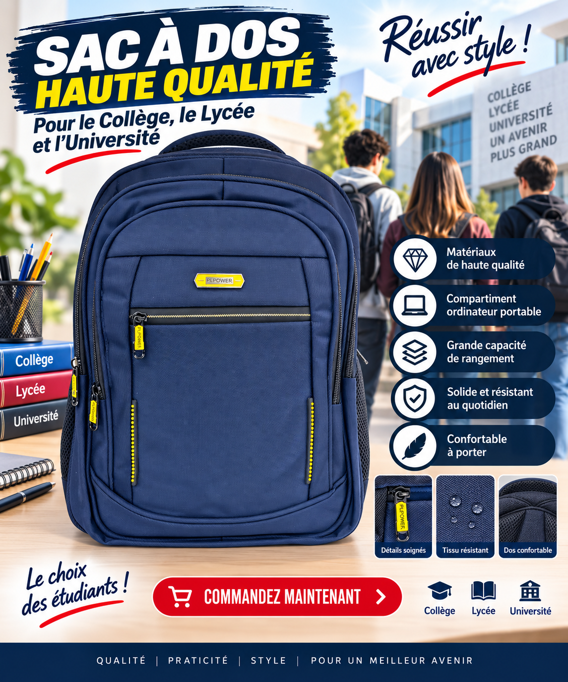 Sac à dos porte pc 2601-10 bleu