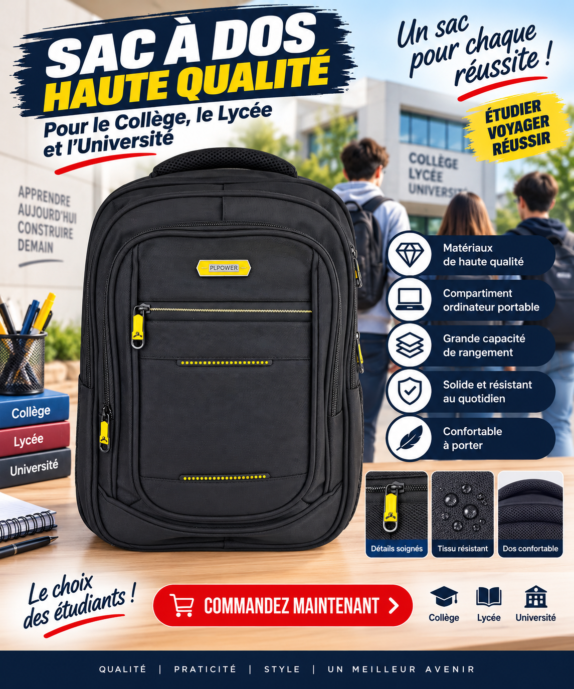 Sac à dos porte pc 2601-11 noir