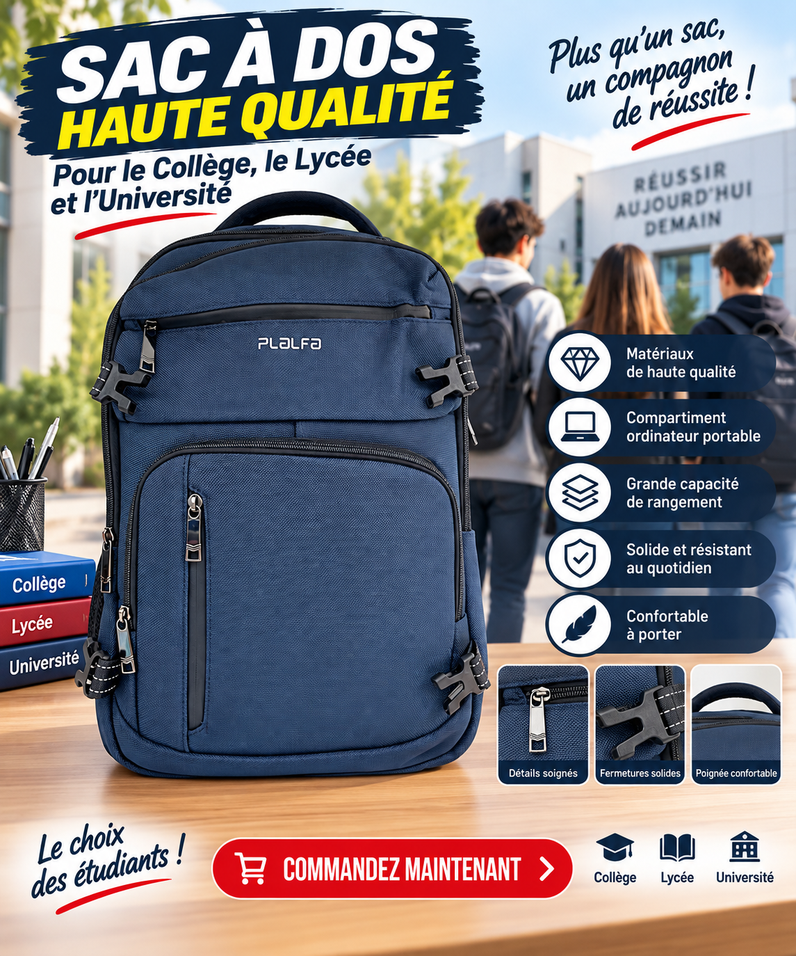 Sac à dos porte pc 2601-12 bleu