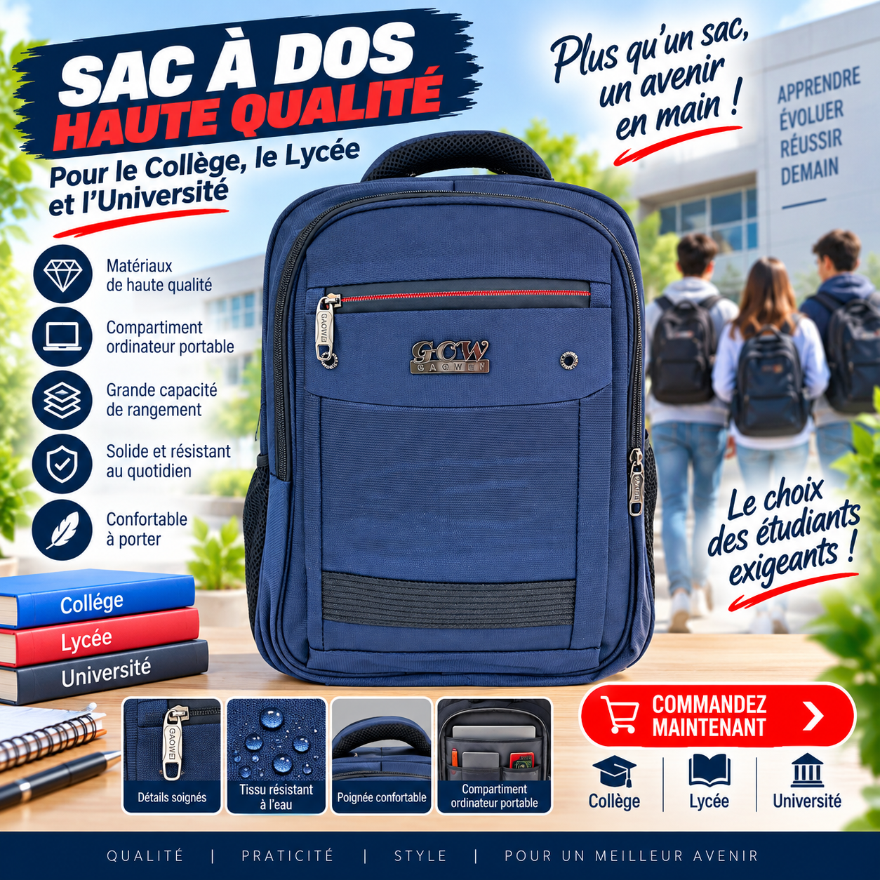 Sac à dos porte pc 2601-5 bleu