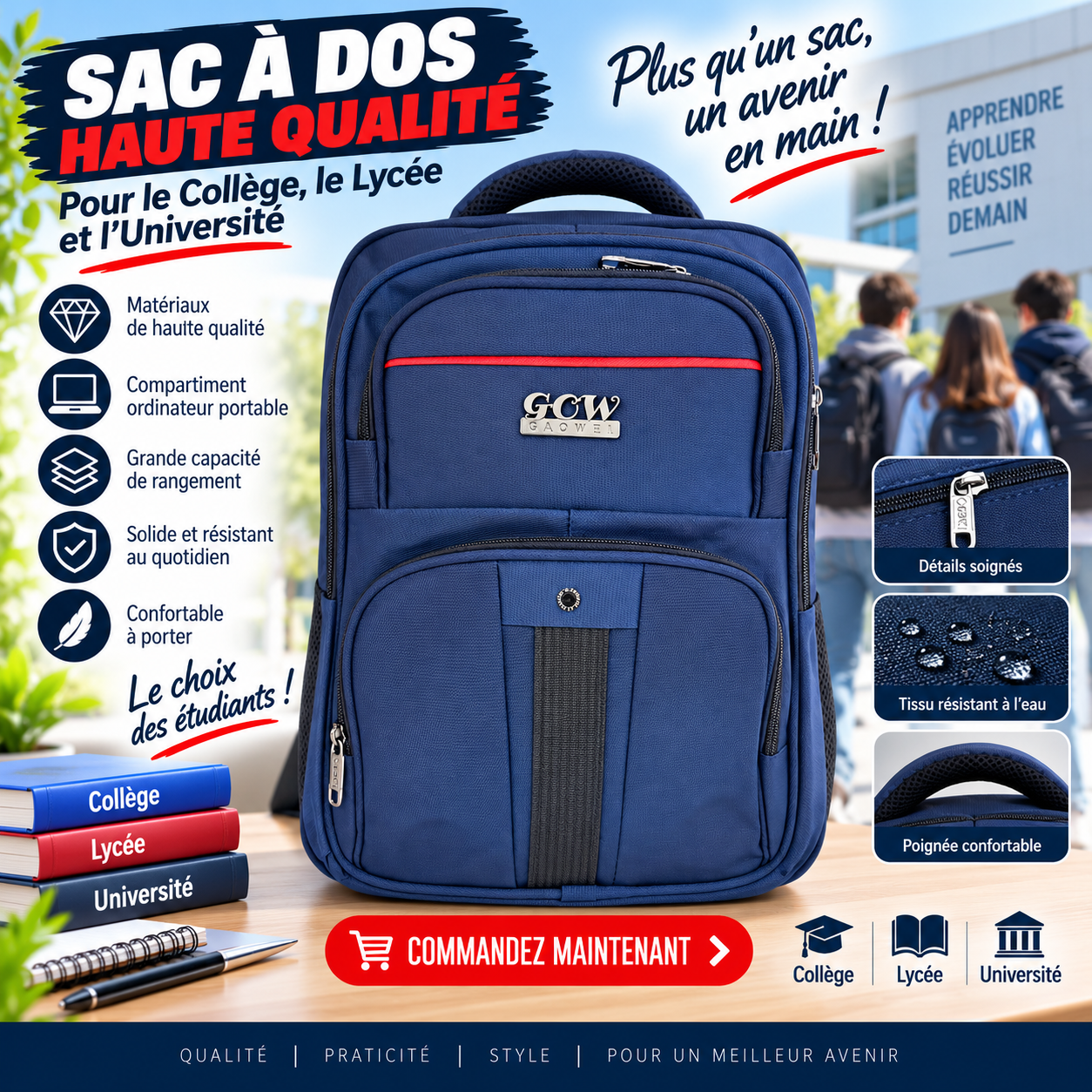 Sac à dos porte pc 2601-6 bleu