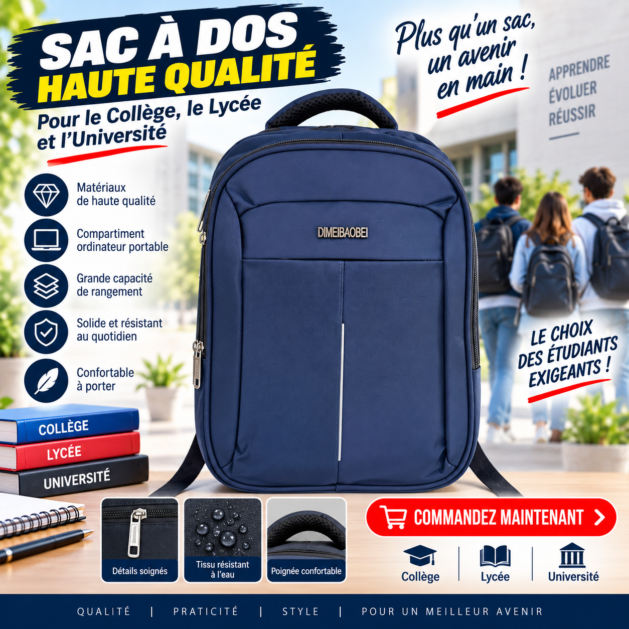 Sac à dos porte pc 2601-7 bleu