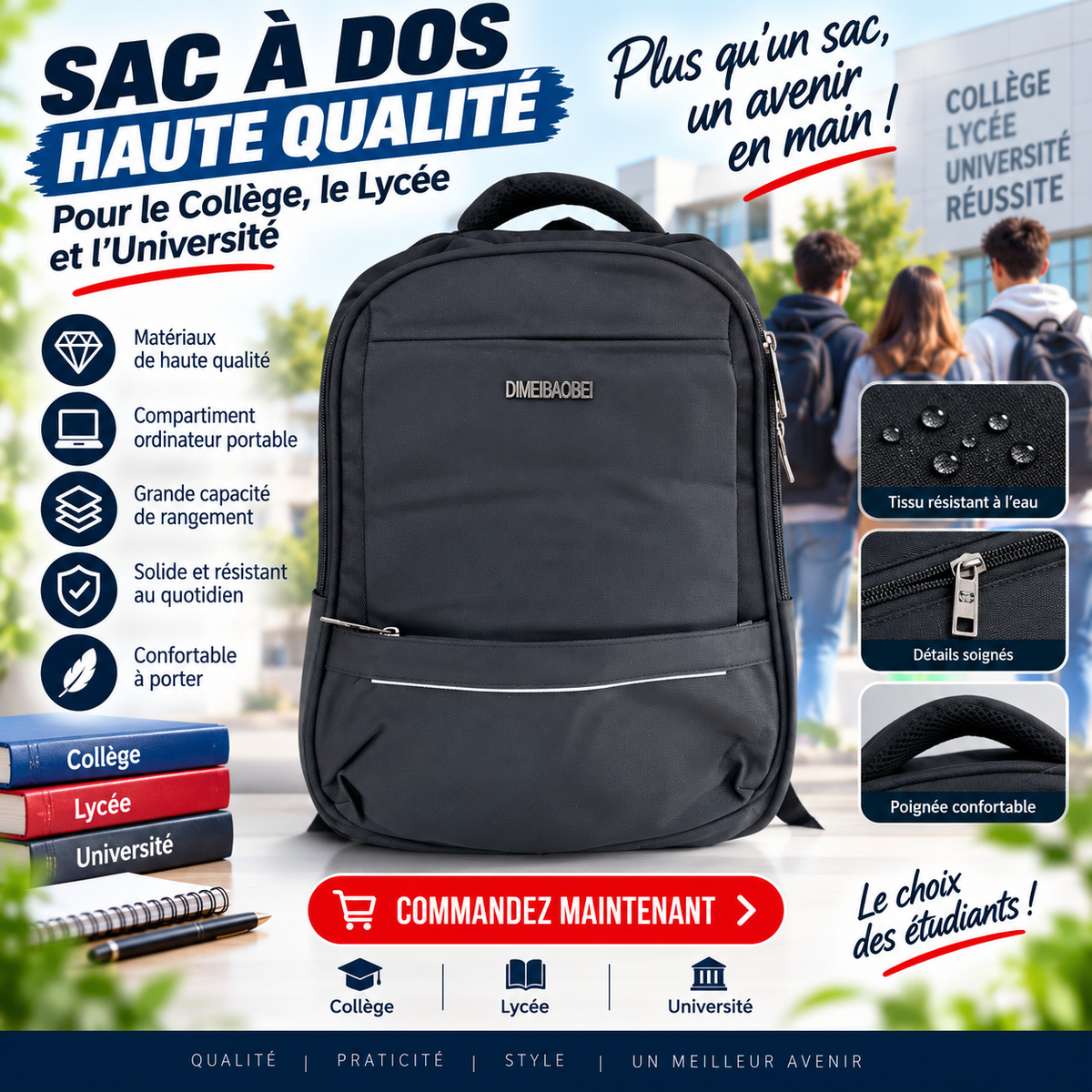 Sac à dos porte pc 2601-8 noir