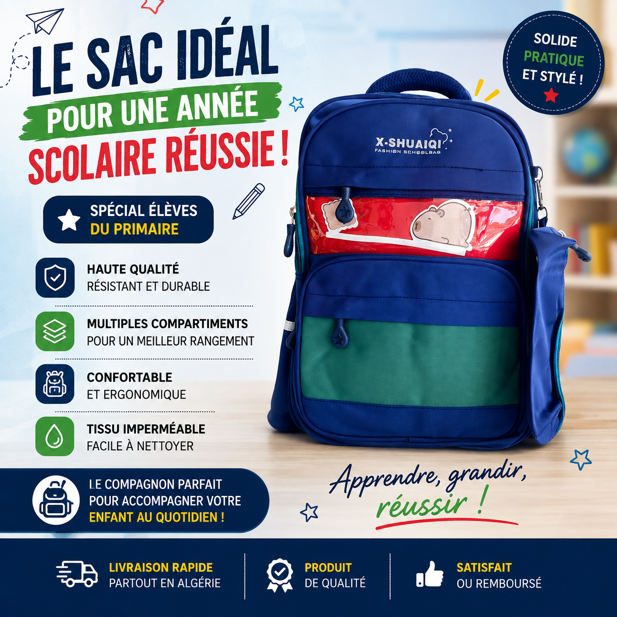 Sac à dos PRIM MOY LYCÉ 2604-2 bleu gris