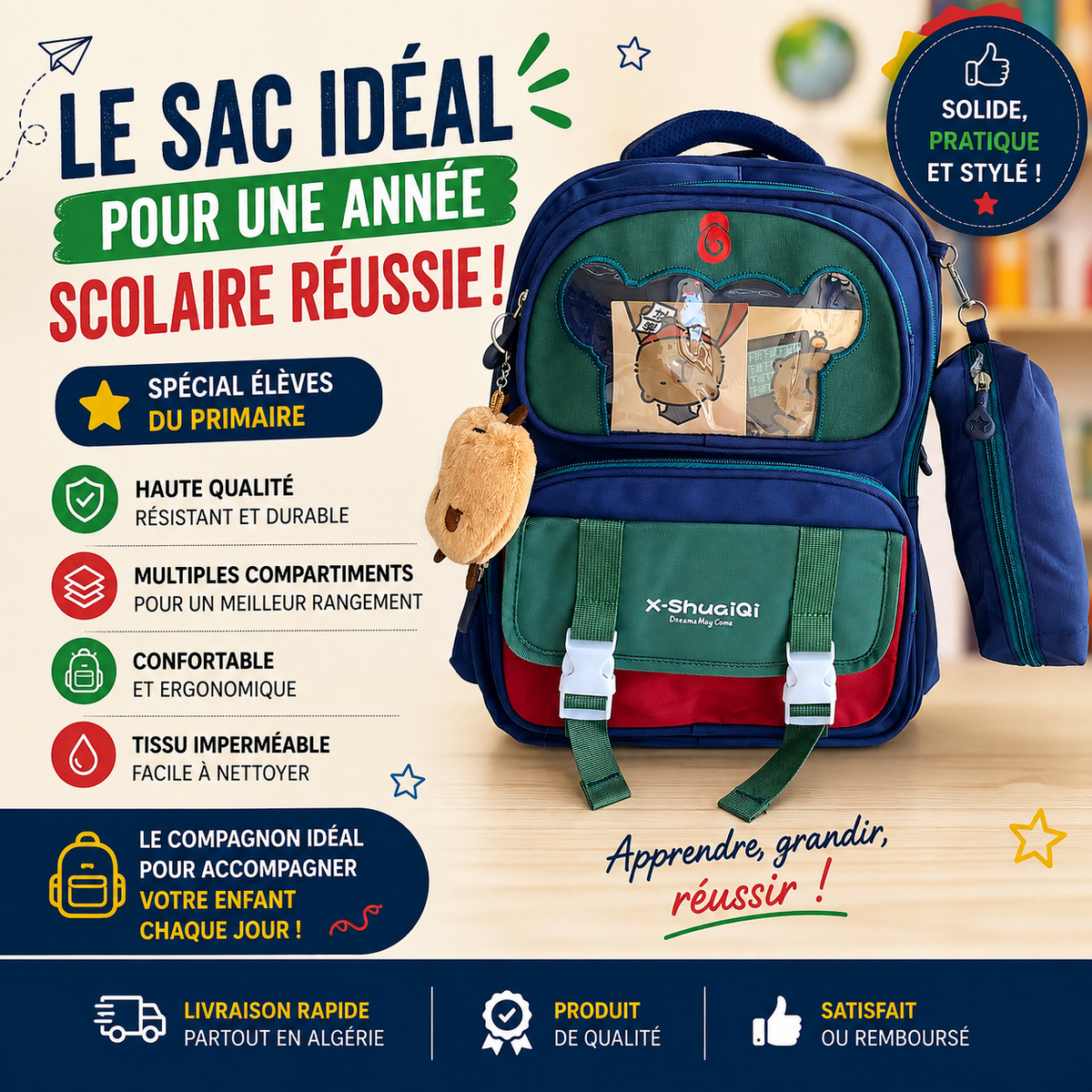 Sac à dos PRIM MOY LYCÉ 2604-4 bleu marron