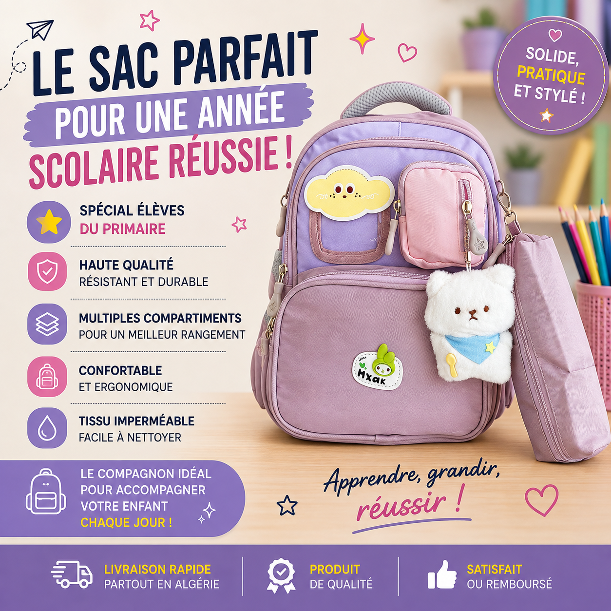 Sac à dos PRIM MOY LYCÉ 2925-14 rose move