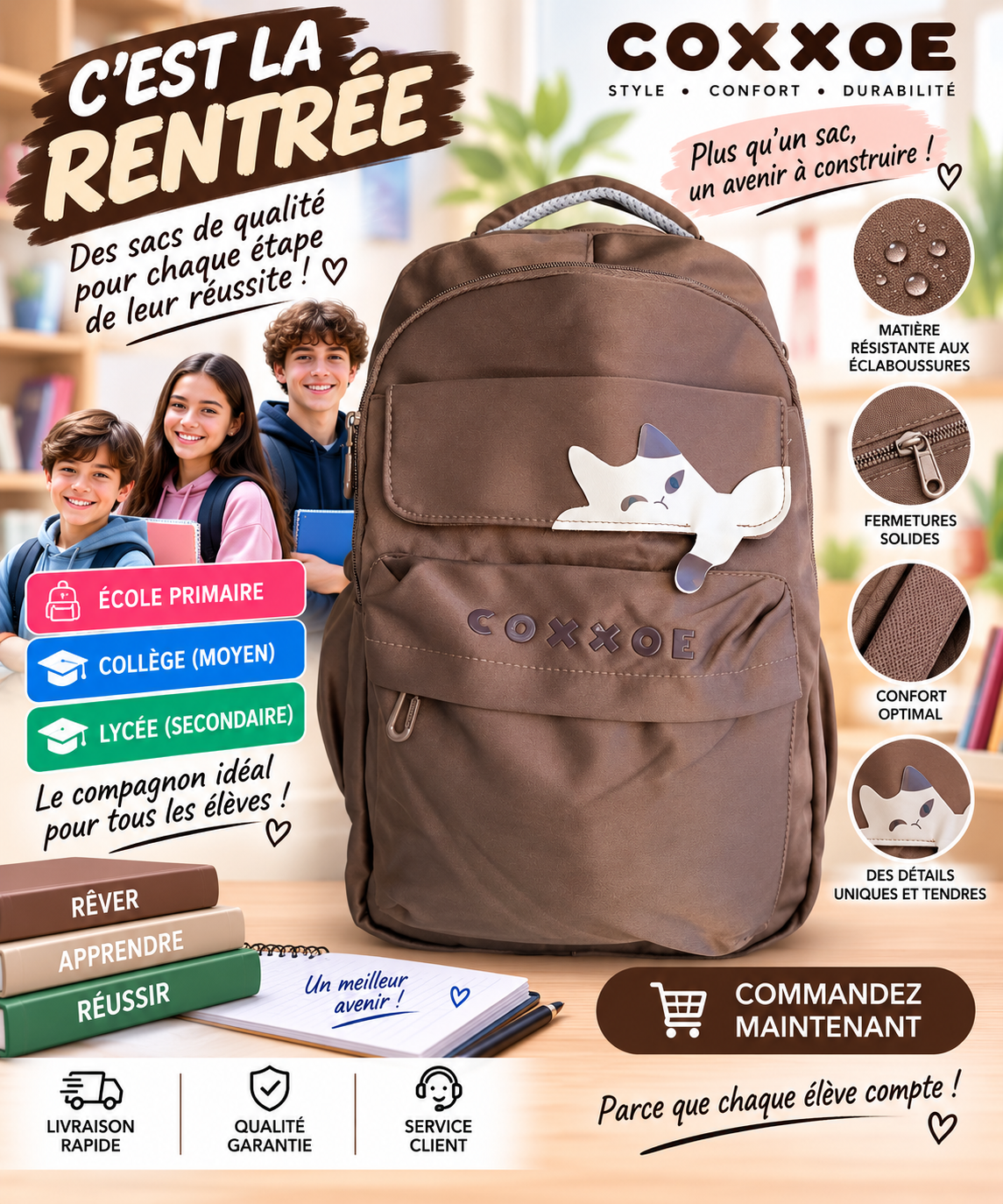 Sac à dos PRIM MOY LYCÉ 428 marron