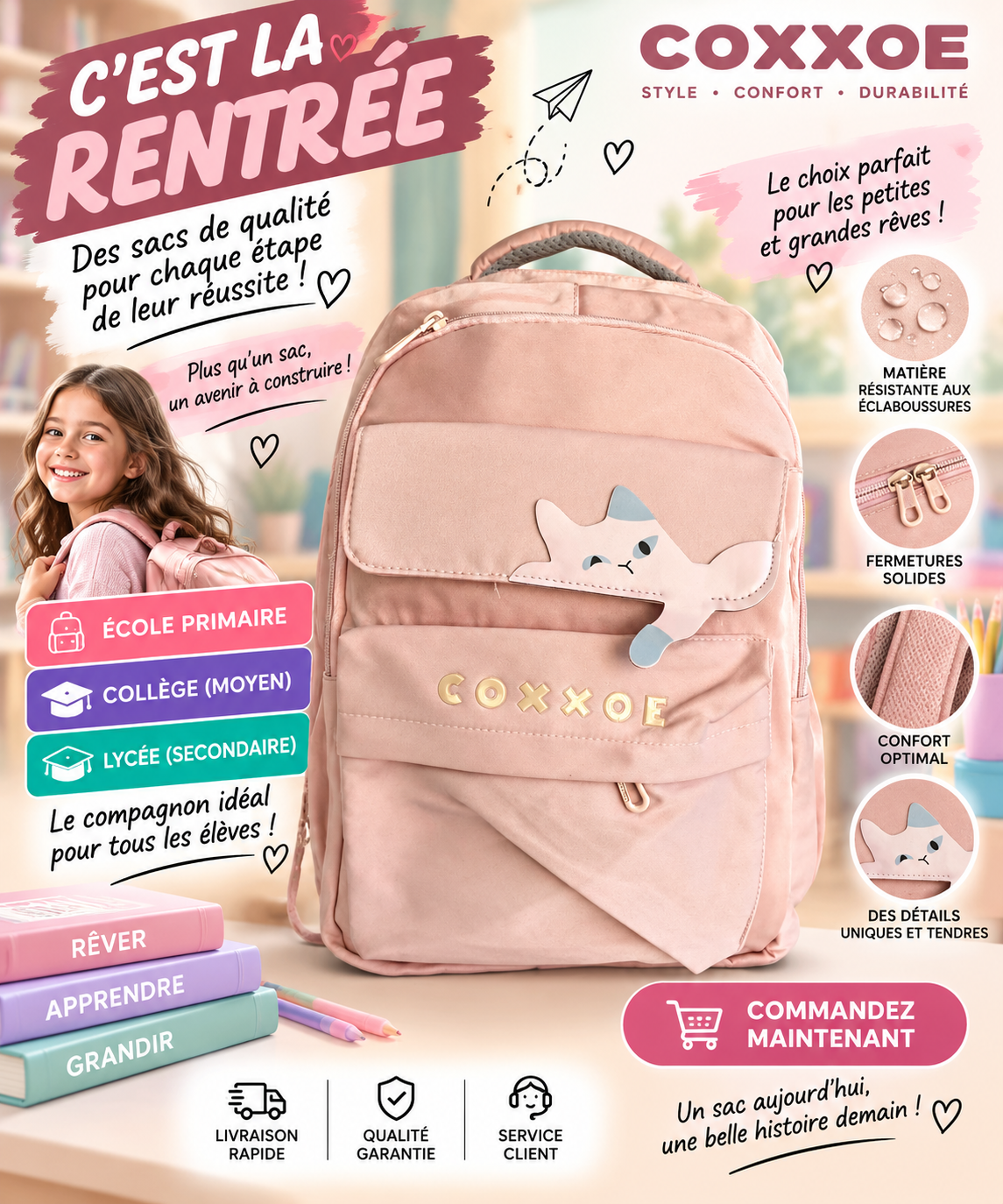 Sac à dos PRIM MOY LYCÉ 428 rose