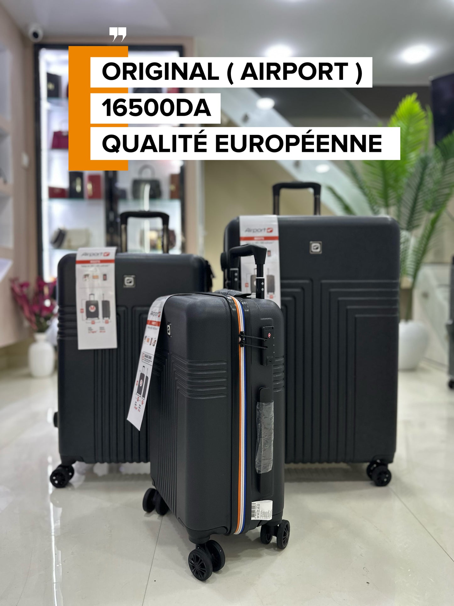 AIRPORT série de 3 valises noir originales
