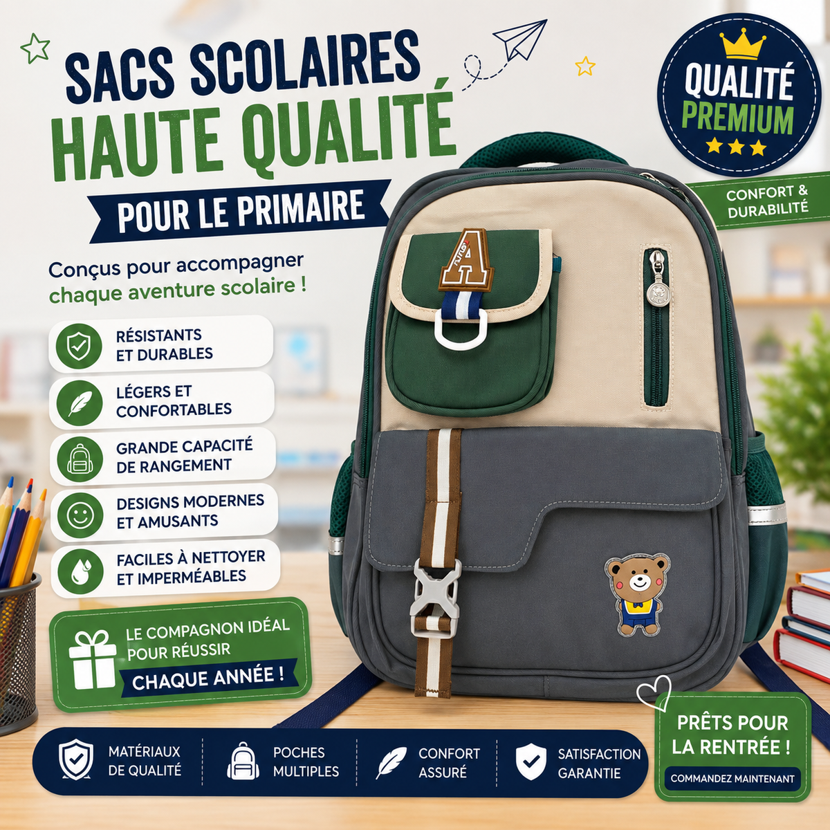 Sac à dos PRIM MOY LYCÉ 5042 gris beige