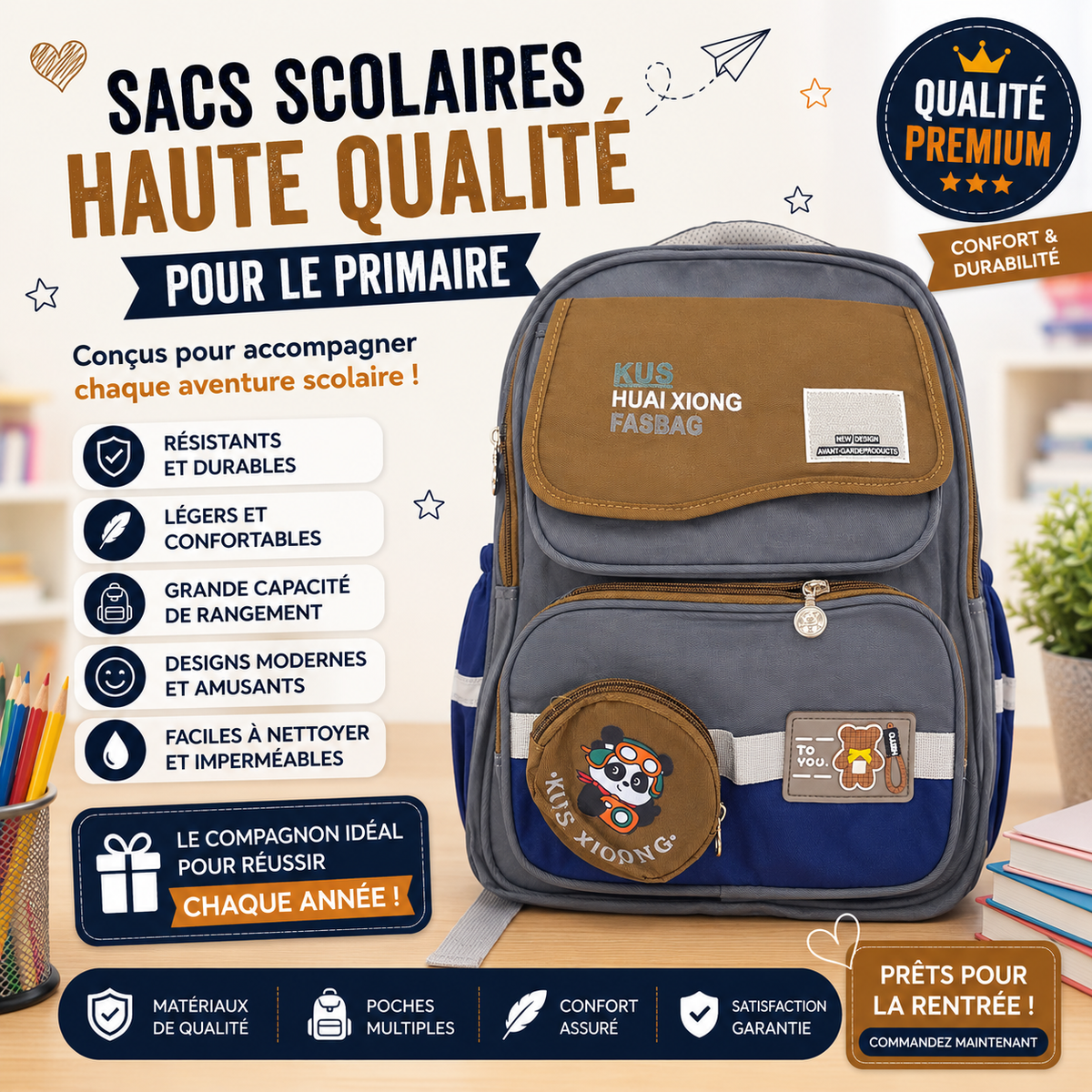 Sac à dos PRIM MOY LYCÉ 6006 gris marron