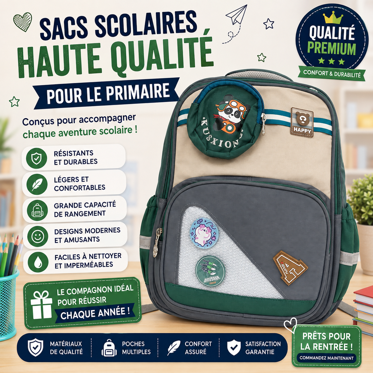 Sac à dos PRIM MOY LYCÉ 8003 gris beige