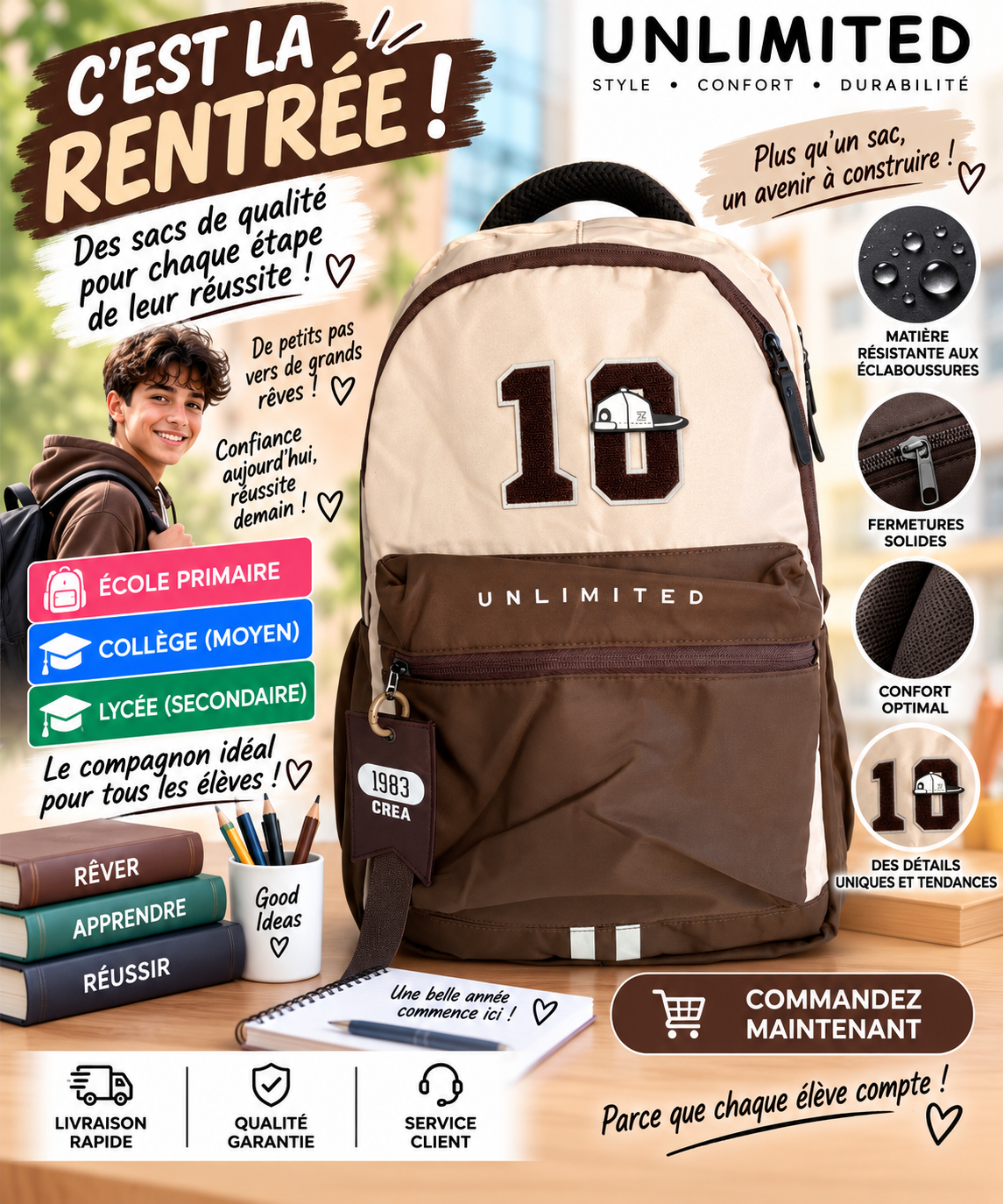 Sac à dos PRIM MOY LYCÉ 8931 marron