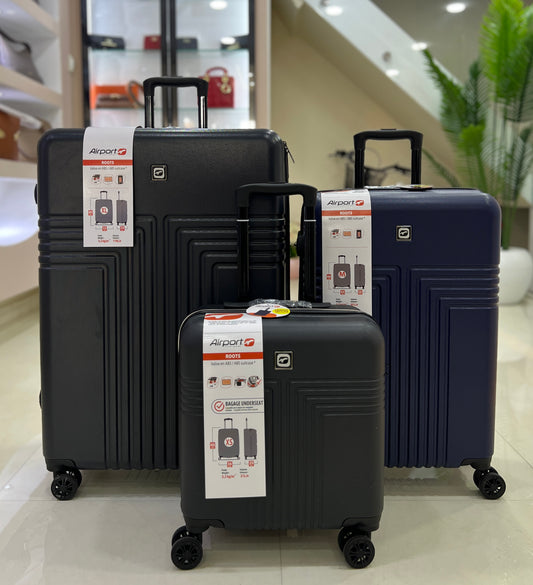 AIRPORT série de 3 valises originales ( PILOTE noir + M bleu + XL noir )