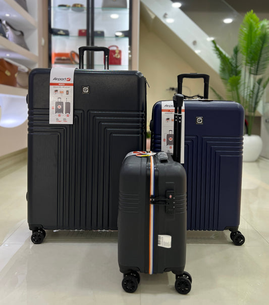 AIRPORT série de 3 valises originales ( PILOTE noir + M bleu + XL noir )