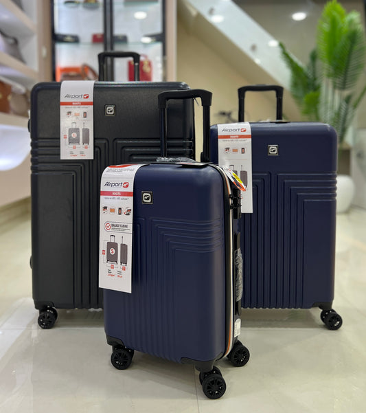 AIRPORT série de 3 valises originales ( CABINE bleu + M noir + XL noir )