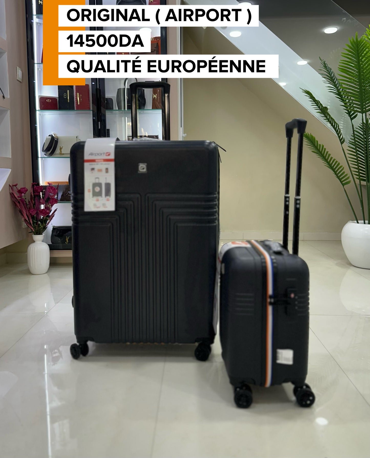 AIRPORT serie de 2 valises noir originales