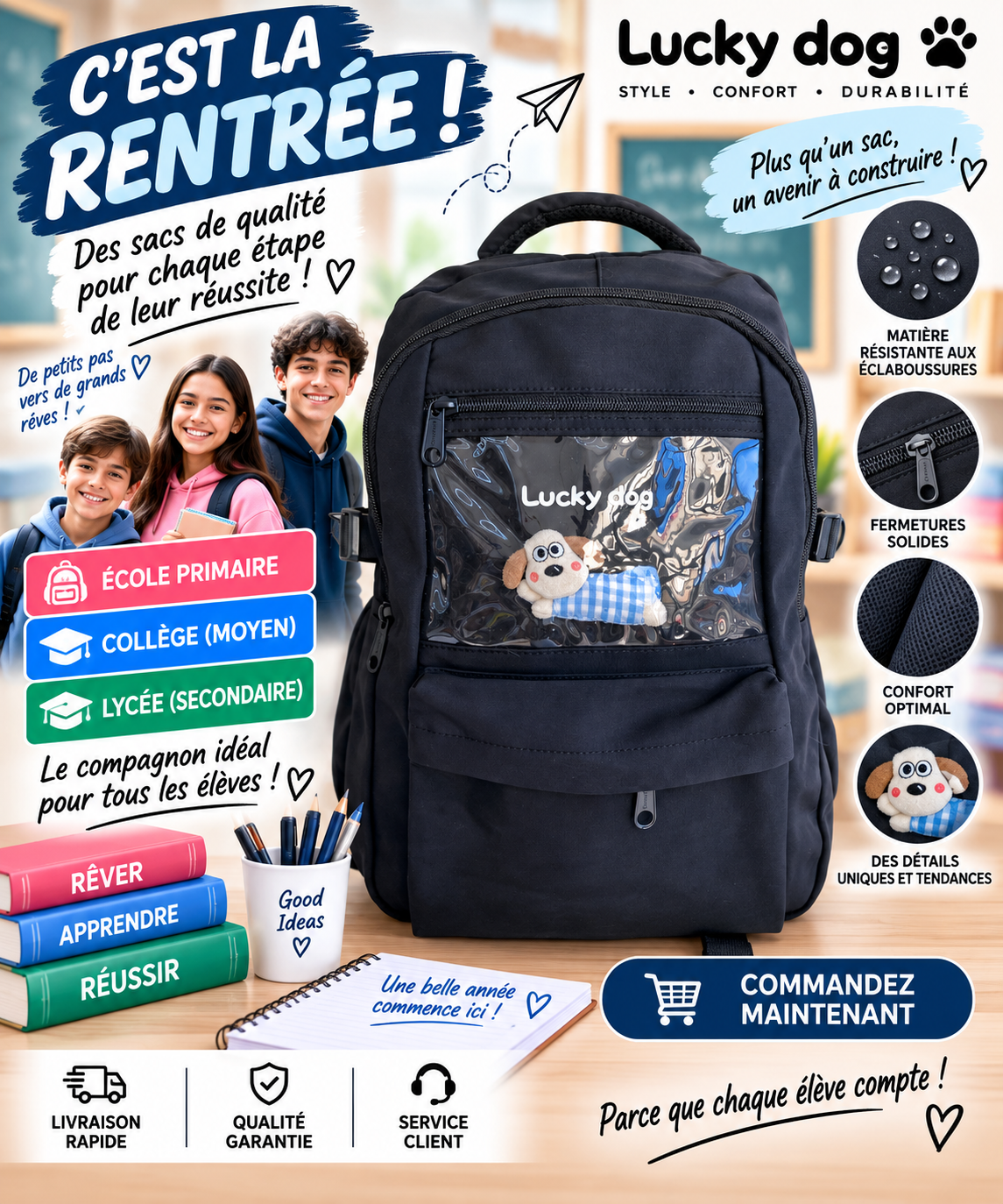 Sac à dos PRIM MOY LYCÉ S 465 noir