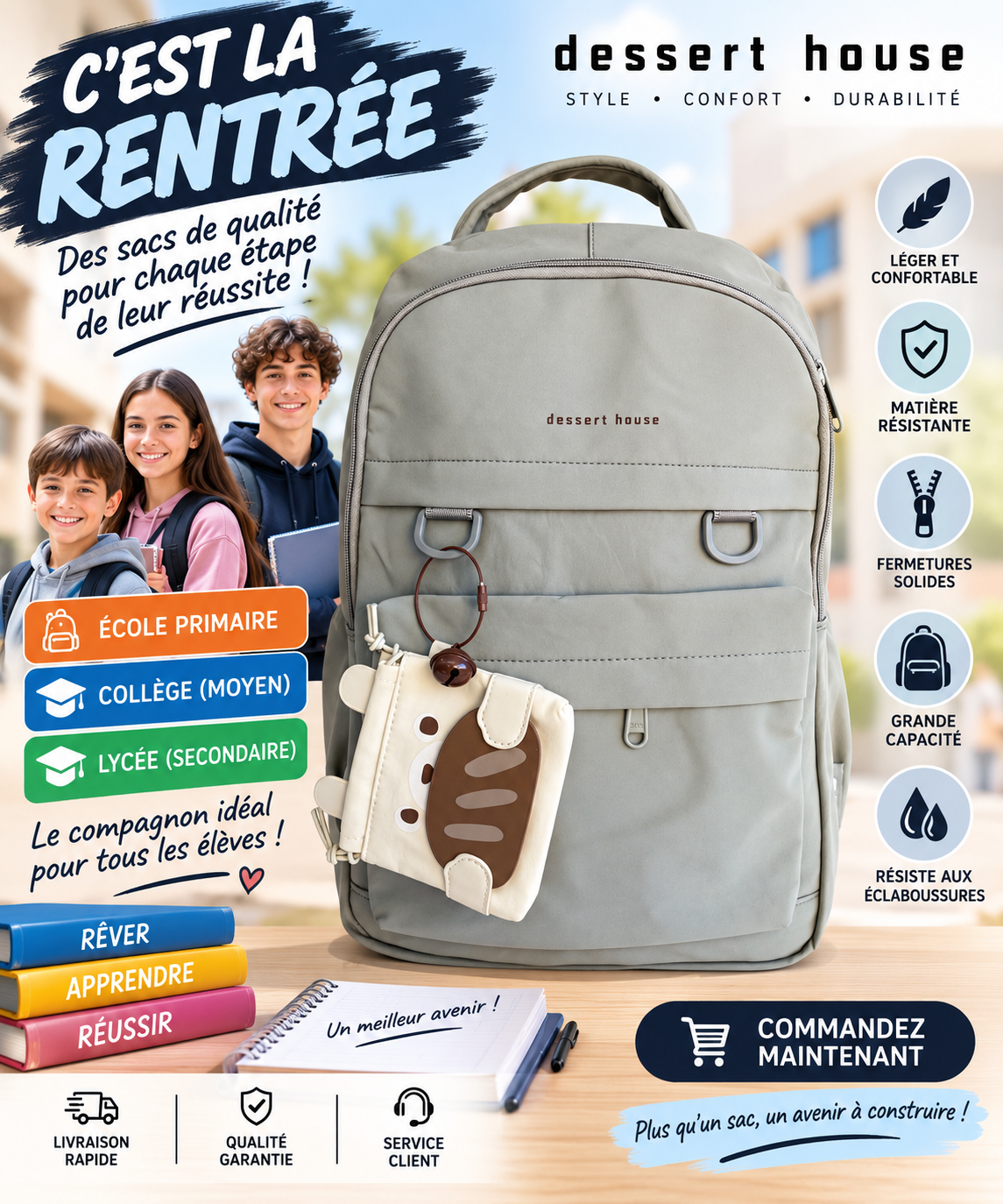 Sac à dos PRIM MOY LYCÉ S 468 gris